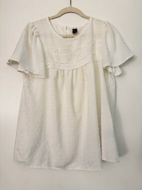 SHEIN Ivory Textured Tie-Shoulder Top